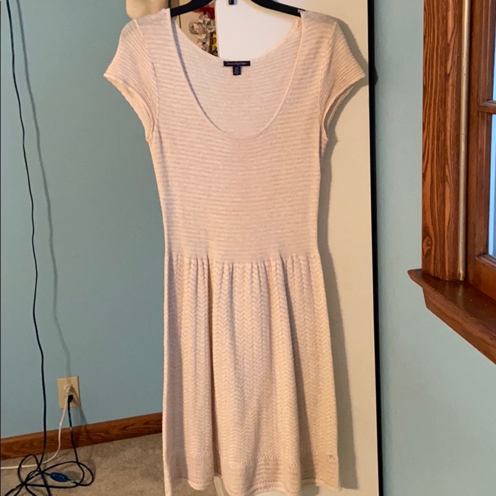 Cream & Gold Sweater Dress